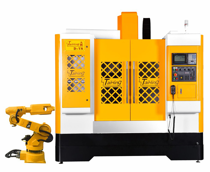 线轨机D-V8（三菱系统）—CNC850三轴线轨机(高速高精密零件立式加工中心机） （带油雾得理器） 主轴转速达18000转 ，带机械手